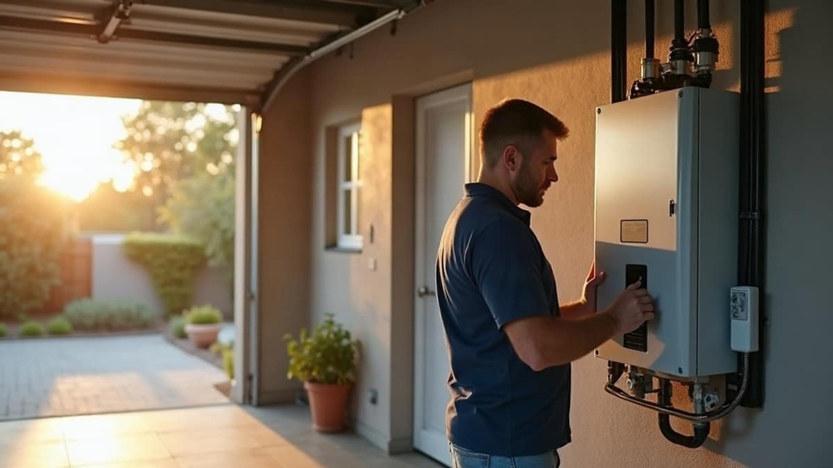 A portable power station sitting on a table near a smart home security panel and router