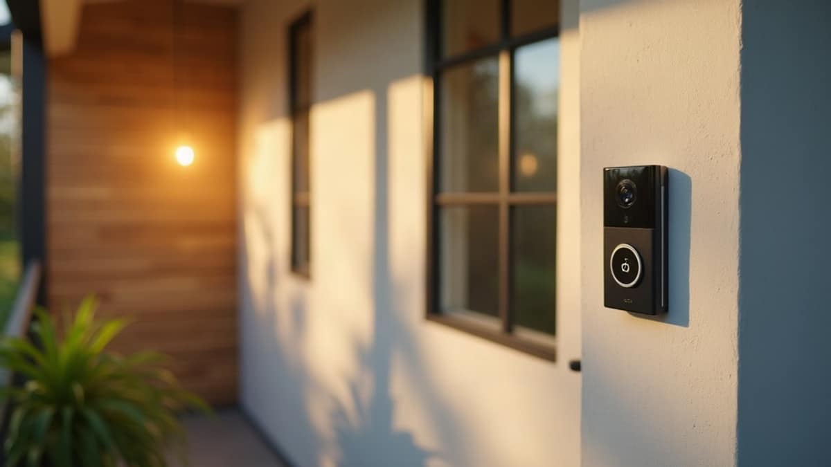 A modern kitchen counter with a slushie machine next to a smart home security panel, symbolizing the mix of trendy gadgets and essential home protection.